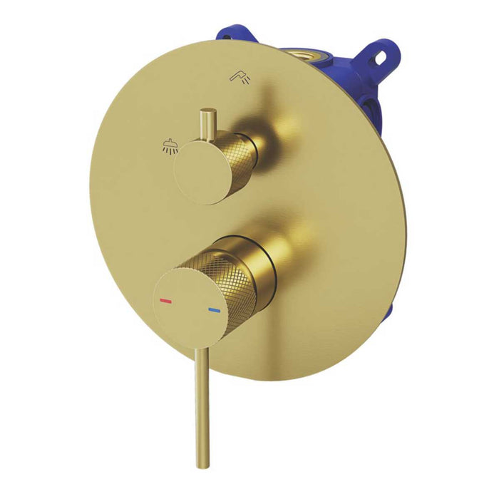 Swirl Multi Head Shower Concealed Rear Fed Satin Brass Single Spray Pattern - Image 3