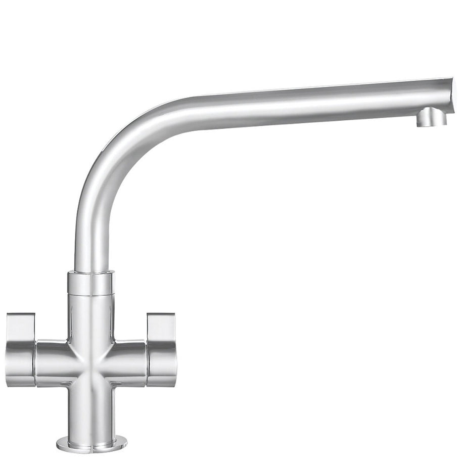 Franke Kitchen Tap Mono Mixer Brushed Steel Double Lever Swivel Spout Faucet - Image 2