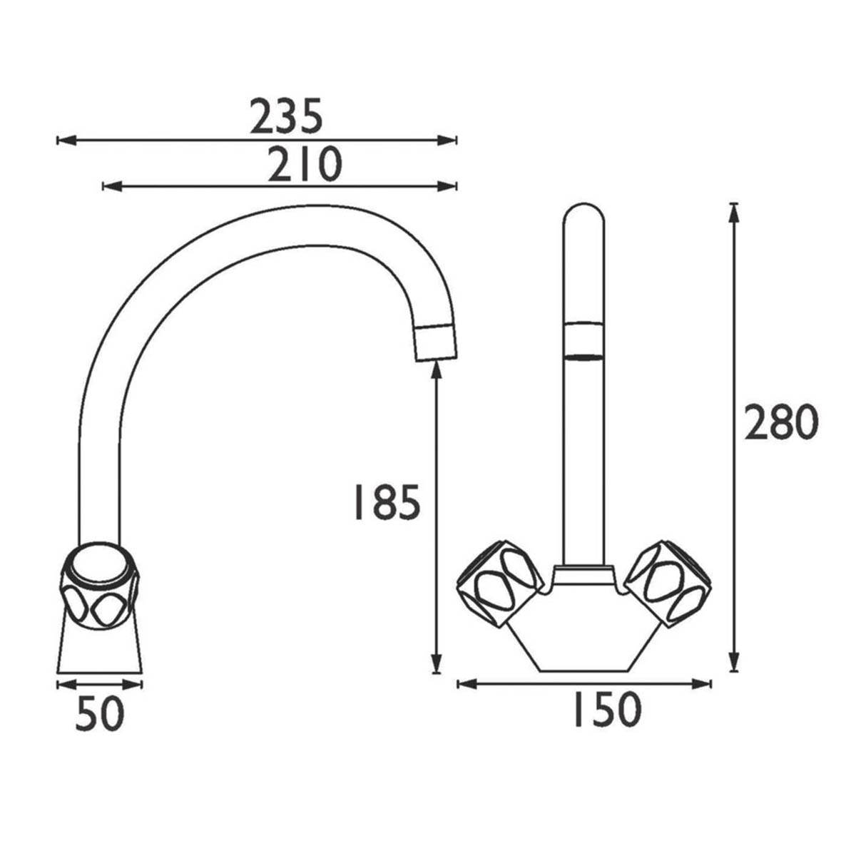 Bristan Mono Mixer Tap Swivel Chrome Brass Deck Mounted Contemporary 280 mm - Image 2