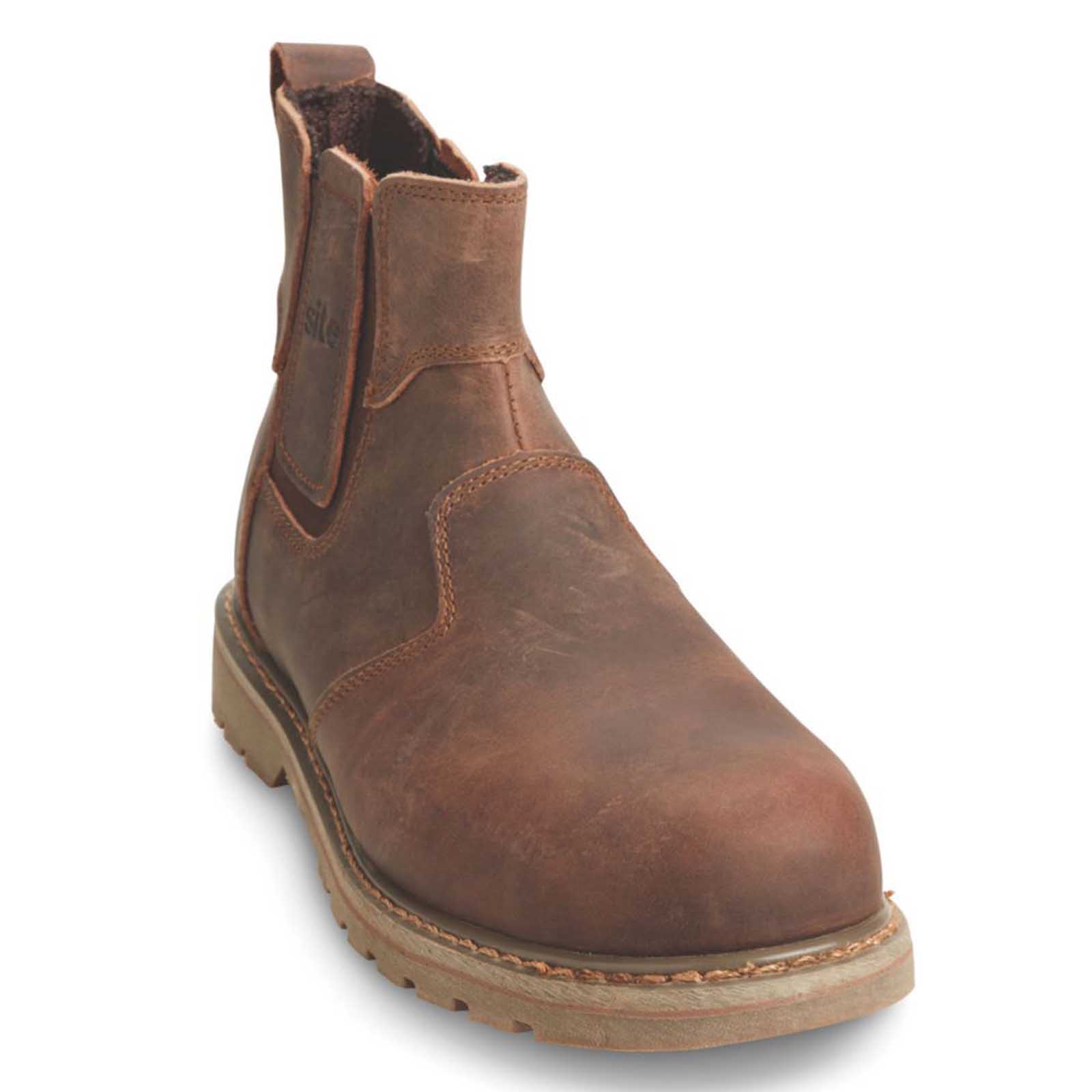 Site Safety Dealer Boots Mens Wide Fit Brown Leather Shoes Steel Toe Size 14 - Image 1