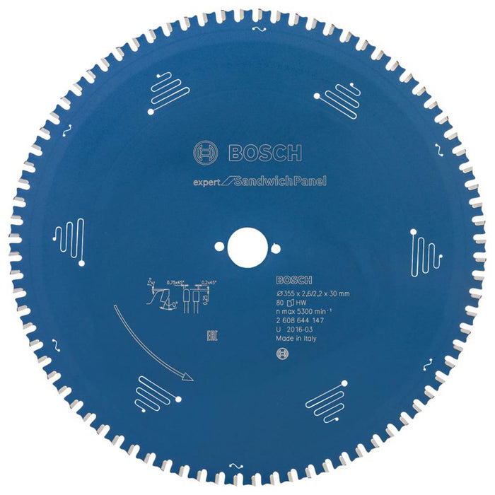 Bosch Circular Saw Blade Expert Extra Fine Cut 80T Wood Soft Plastics 355x30mm - Image 1