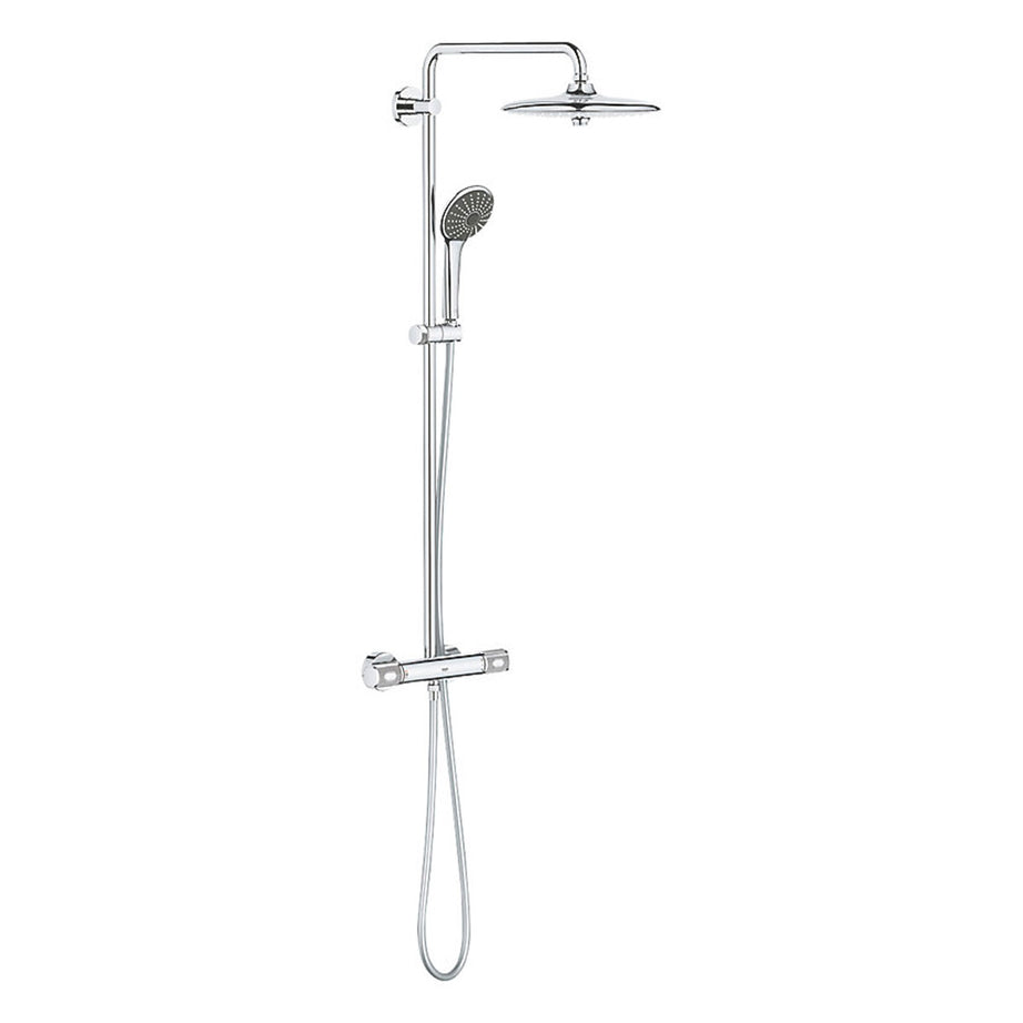 Grohe Thermostatic Shower System Exposed Chrome 3 Spray Pattern Round Twin Head - Image 1