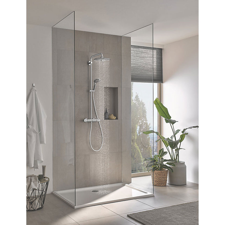Grohe Thermostatic Shower System Exposed Chrome 3 Spray Pattern Round Twin Head - Image 3