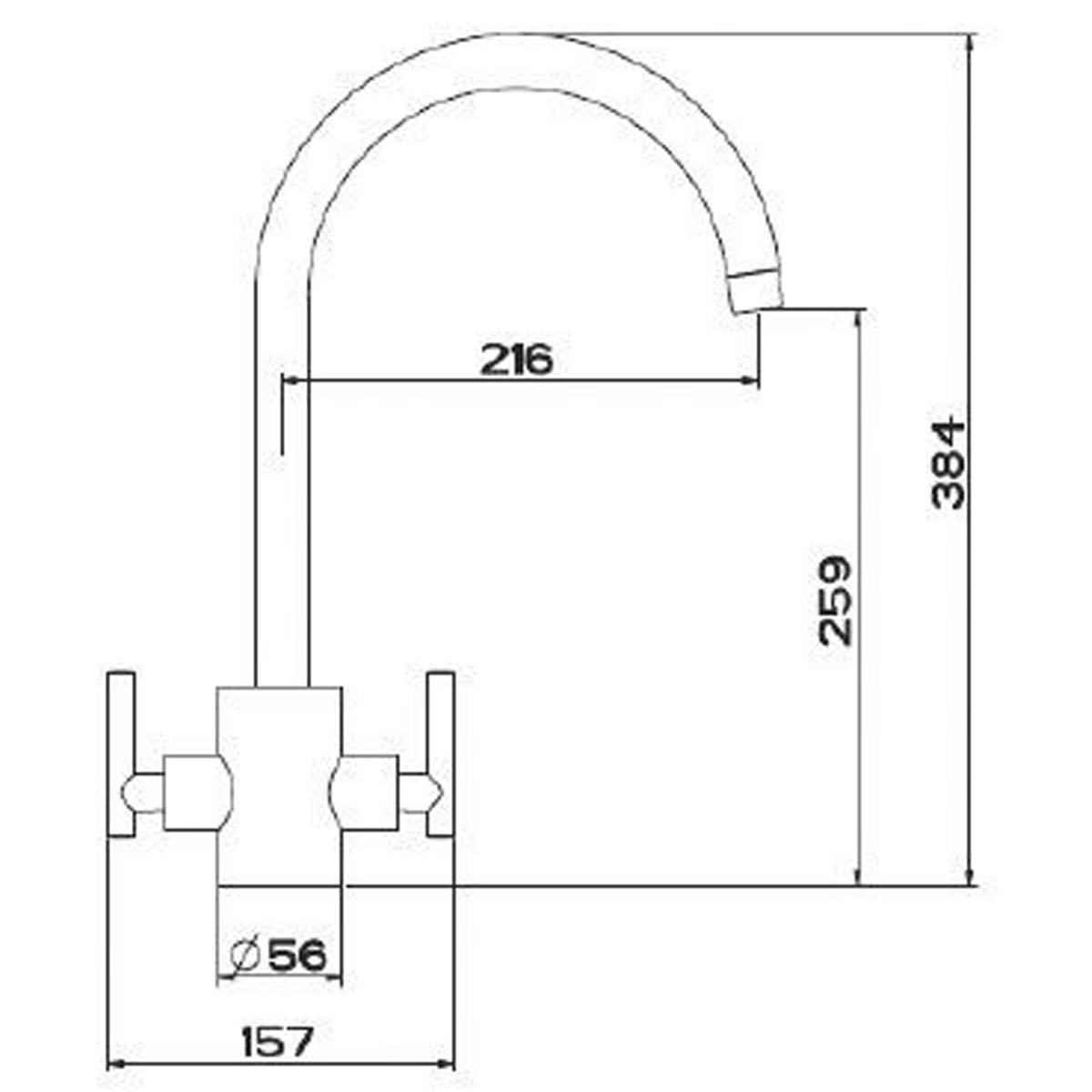 Bristan Kitchen Tap Mono Mixer Chrome Double Lever Swivel Spout Modern Faucet - Image 3