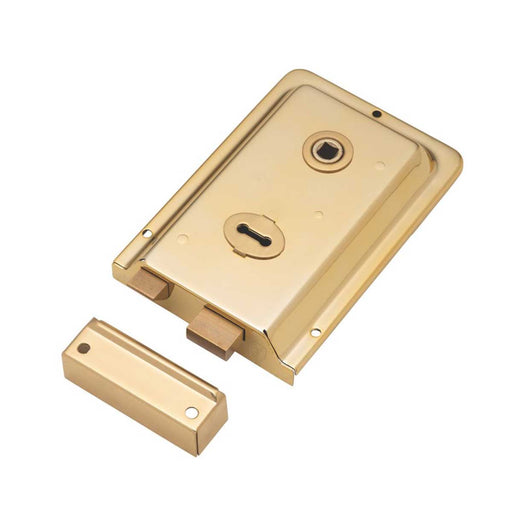 Smith & Locke Rim Lock Traditional Style Polished Brass 105x81mm 2 Keys Supplied - Image 1