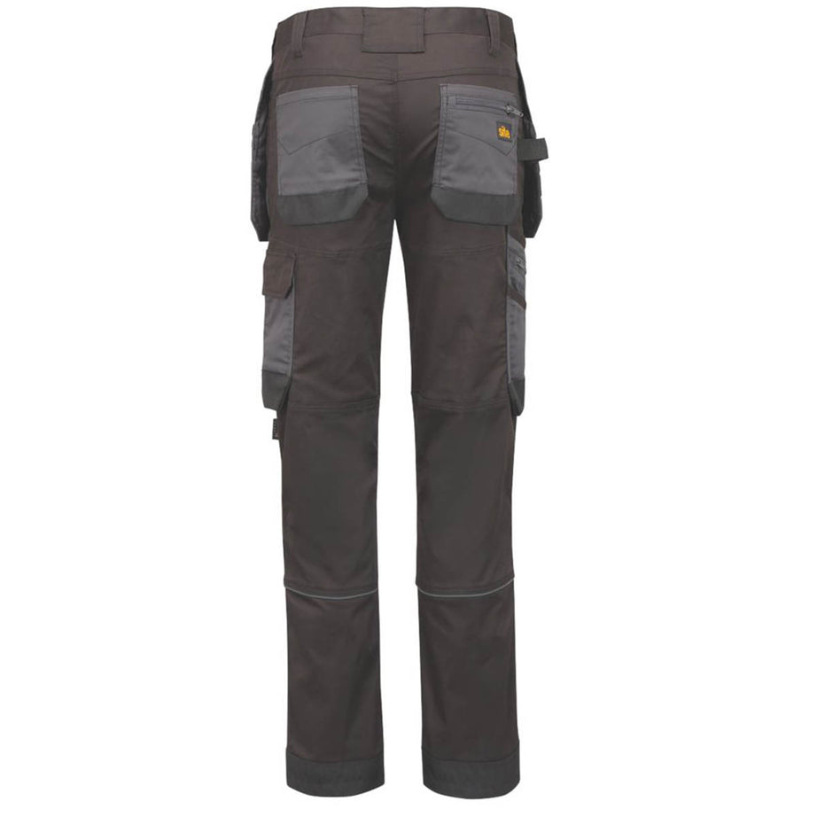 Site Work Trousers Mens Slim Fit Grey Black Stretch Multi Pockets Cargo 38W 32L - Image 3