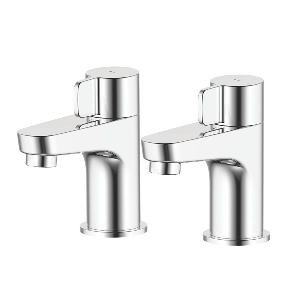 Swirl Bath Filler Pillar Tap Chrome 120mm 1/4 Turn Modern Bathroom Hot Cold Pair - Image 2