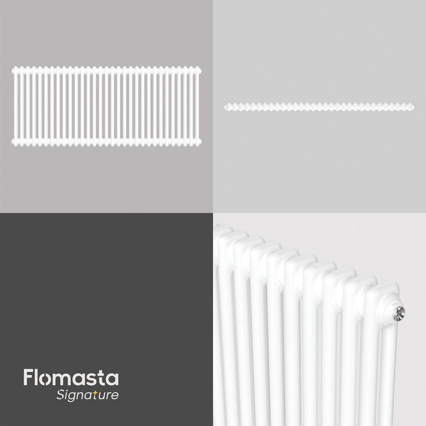 Flomasta 600mm x 1415mm 4978BTU White Horizontal 2 Column Radiator - Image 5