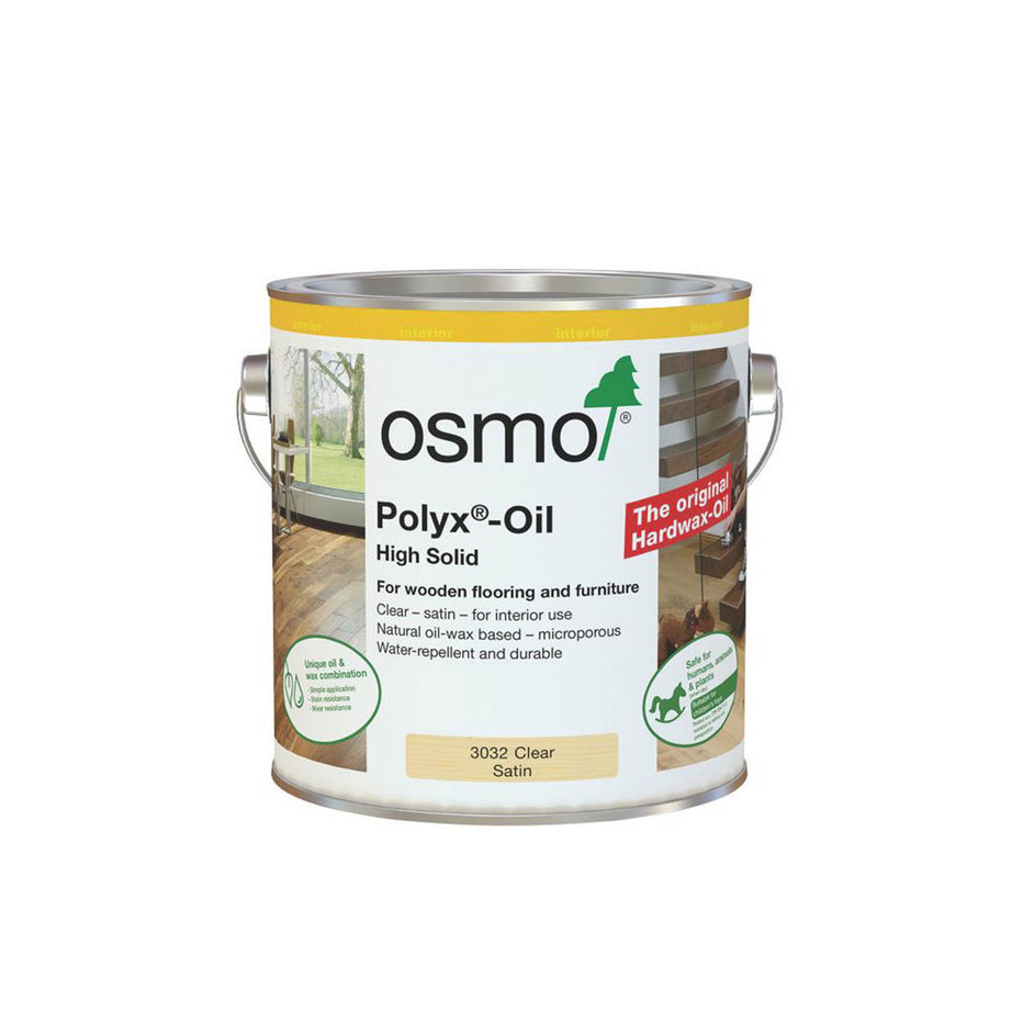 Osmo Wood Finishing Oil Clear Satin Coating Solvent-Based Interior 2.5Ltr - Image 1