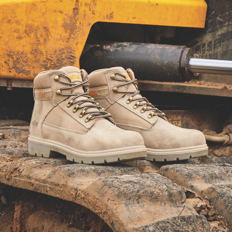 Site Safety Boots Mens Standard Fit Stone Leather Steel Toe Work Shoes Size 10 - Image 2