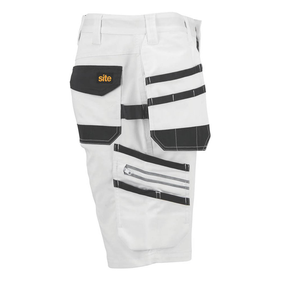 Site Mens Work Shorts Cargo White Stretch Multi Pockets Hammer Strap 30" W - Image 4