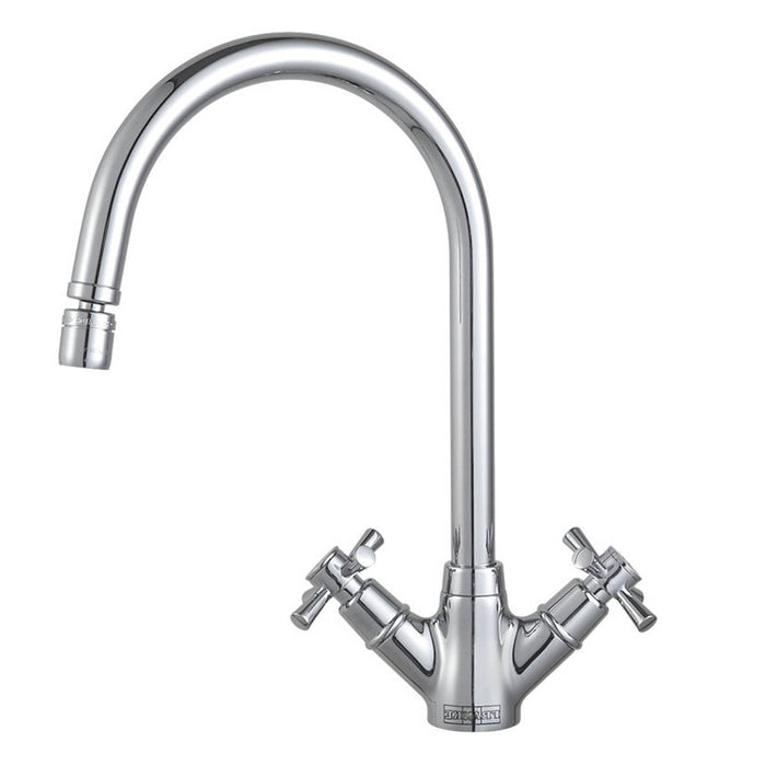 Franke Kitchen Tap Mono Mixer Rotaflow Chrome Sink Taps Double Lever Cross Head - Image 1