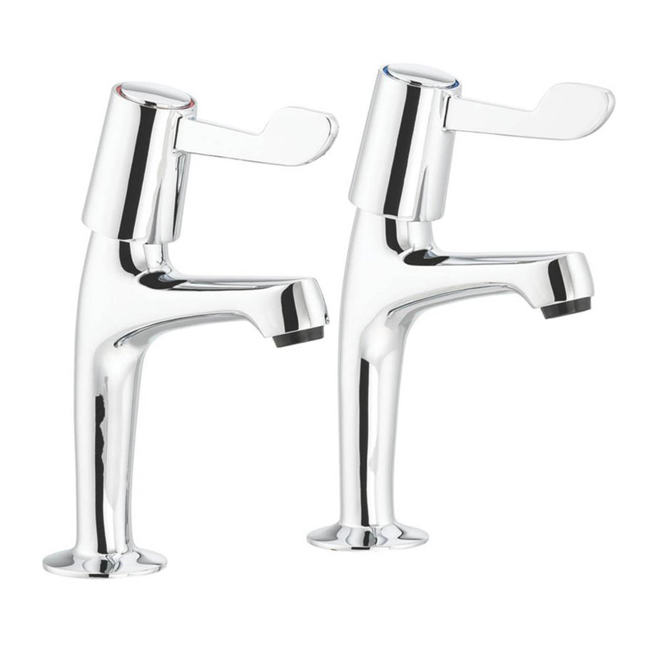 Kitchen Pillar Taps Chrome Dual Lever 1/4 Turn Ceramic Disc Hot Cold Pair - Image 1