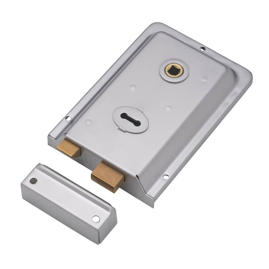 Smith & Locke Rim Lock Satin Nickel Night Latch 2 Keys Traditional 154mm x 107mm - Image 1