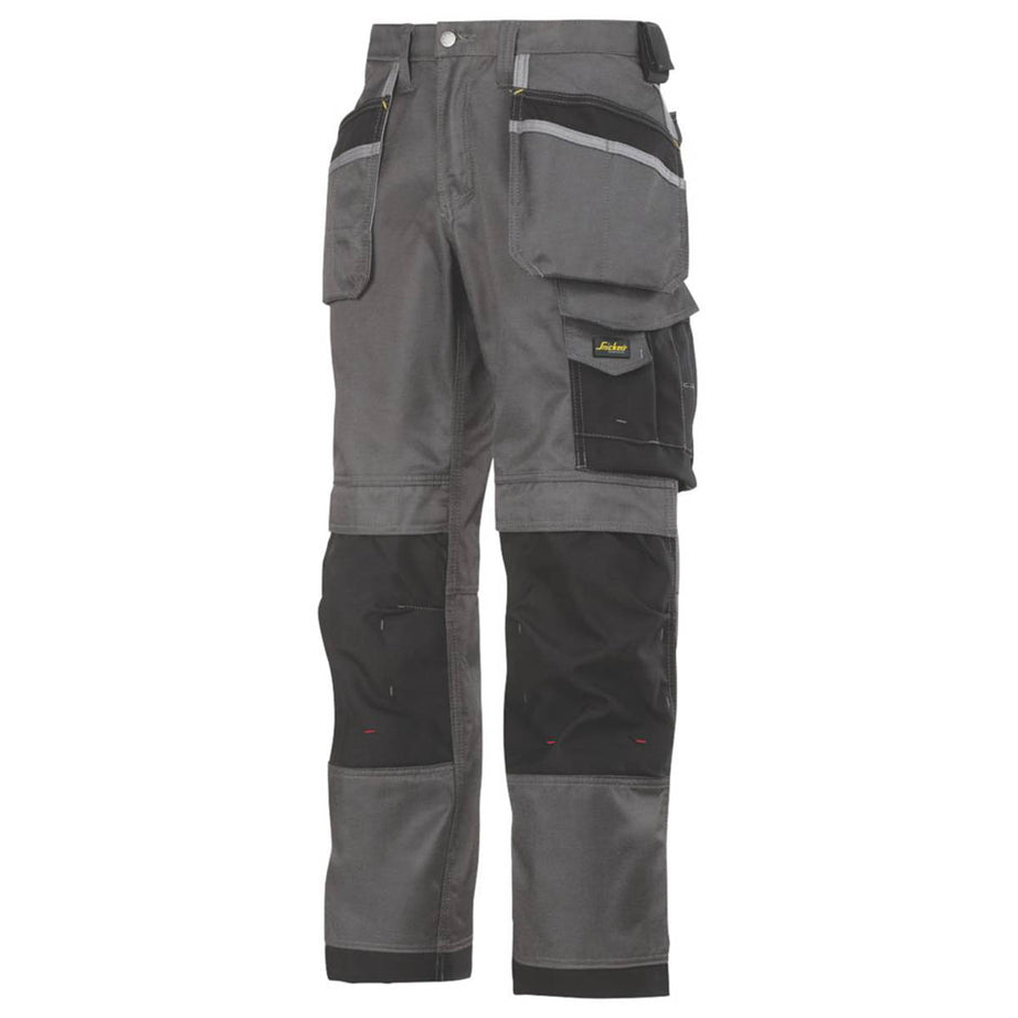Snickers DuraTwill 3212 Holster Pocket Trousers Grey / Black 41" W 32" L - Image 1