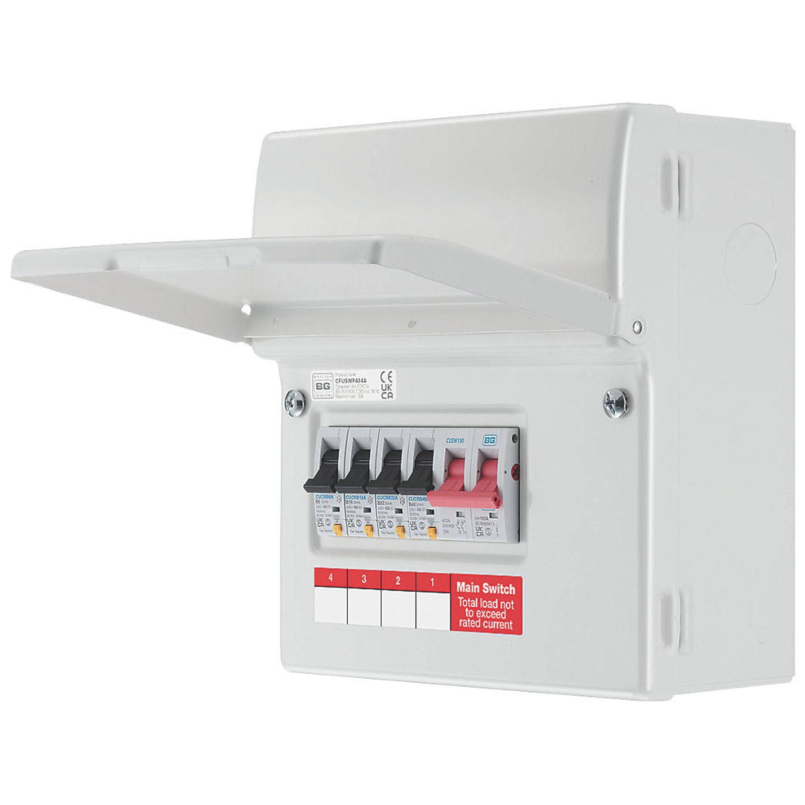 British General Consumer Unit 6 Module 4 Way Populated Fortress Main Switch - Image 1