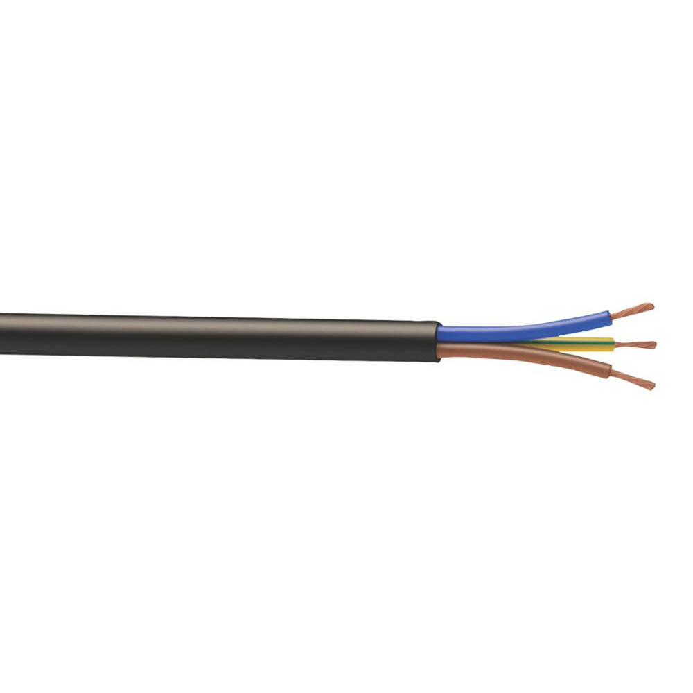 Time Flexible Cable 3183Y Black 3-Core Round 1.5mm² 25m Drum Indoor & Outdoor - Image 1