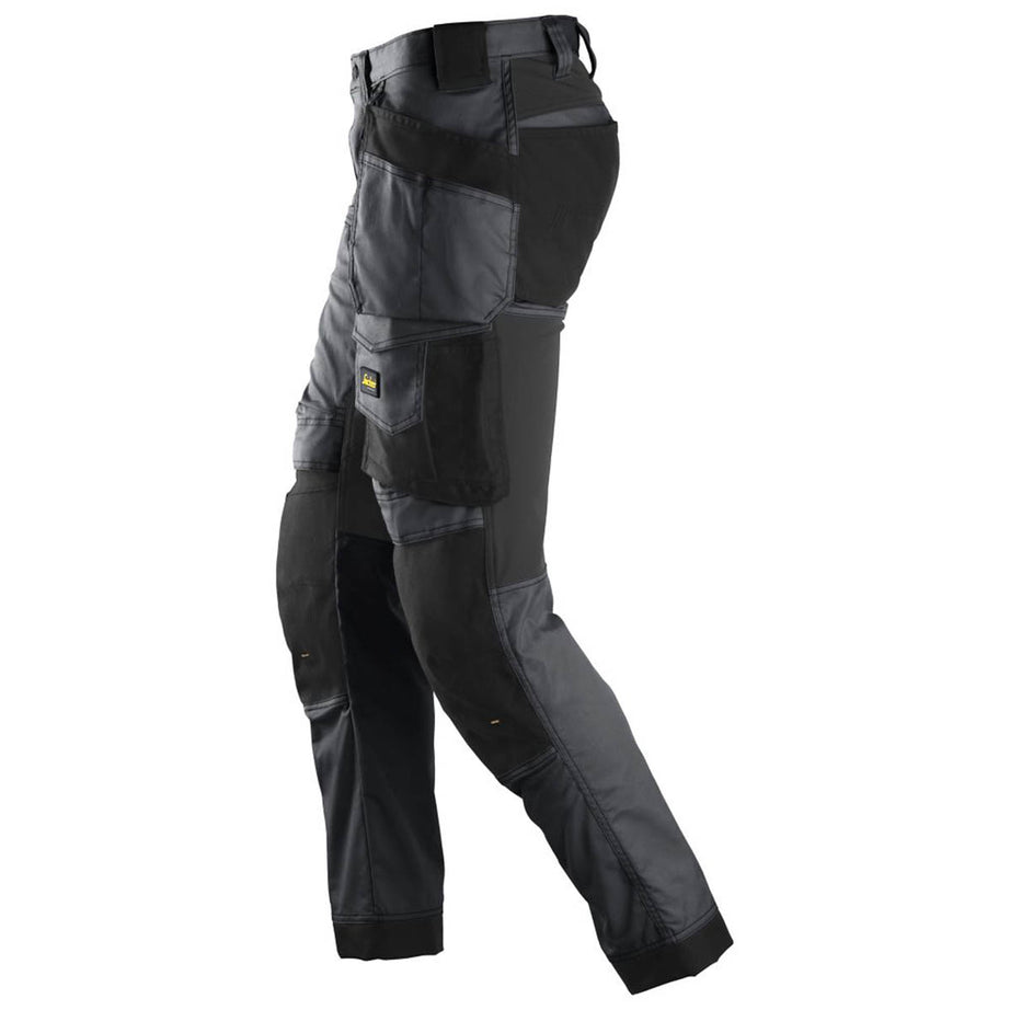 Snickers Mens Work Trousers Stretch Slim Fit Multi Pocket Grey Black 33" W 30" L - Image 3