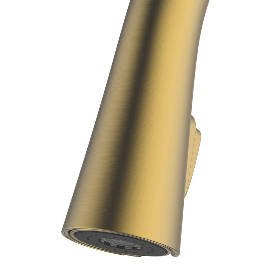 Swirl Kitchen Tap Mixer Pull Out Spray Brass Effect Single Lever Modern Faucet - Image 4