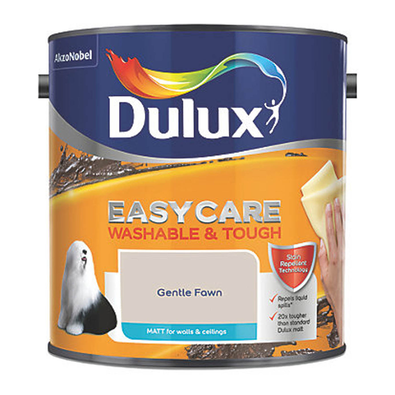 Dulux Easycare Washable & Tough 2.5Ltr Gentle Fawn Matt Emulsion  Paint - Image 2
