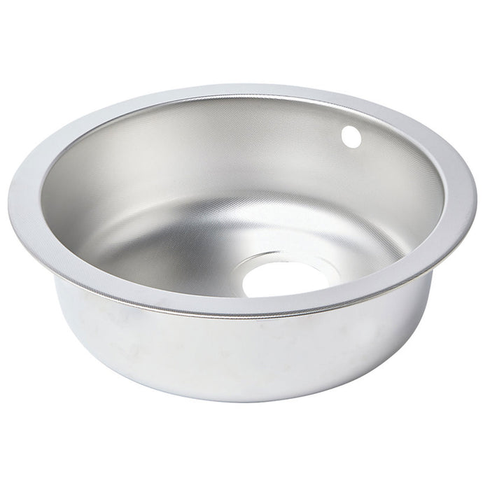 Round Kitchen Sink Textured Linen Stainless Steel 1 Bowl 450 x 450mm - Image 3