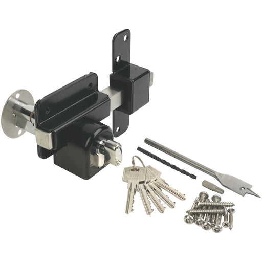 Euro Profile Lock Long Throw Thumbturn Black 5 Keys Sheds Gate Garage Doors - Image 1