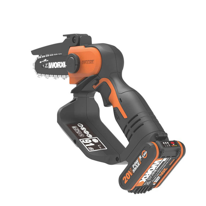 Worx Pruning Chainsaw WG324E Cordless 20V Lithium PowerShare 12cm Bar 1 x 2.0Ah - Image 2