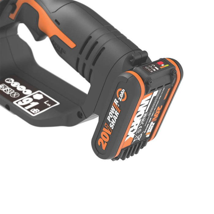 Worx Pruning Chainsaw WG324E Cordless 20V Lithium PowerShare 12cm Bar 1 x 2.0Ah - Image 6