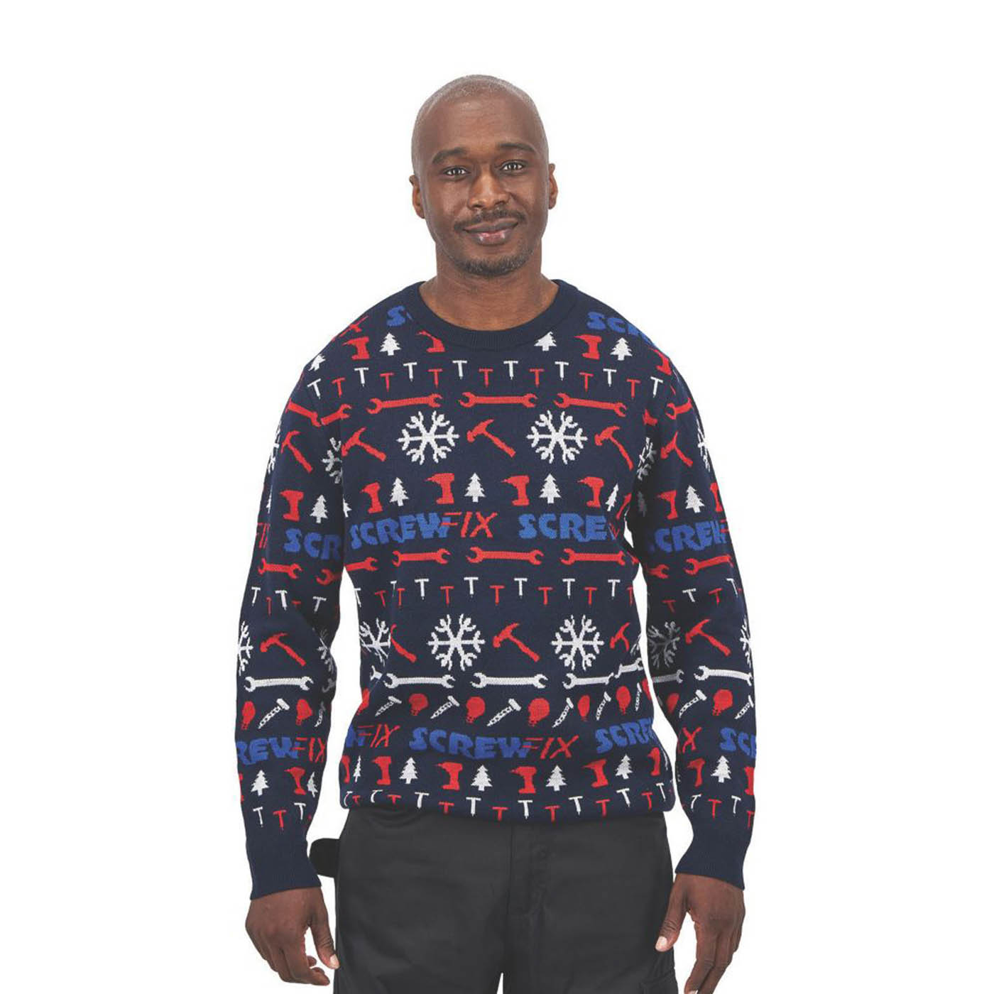 Site Christmas Work Jumper Mens Blue Pullover Sweatshirt Large 45in Chest - Image 5