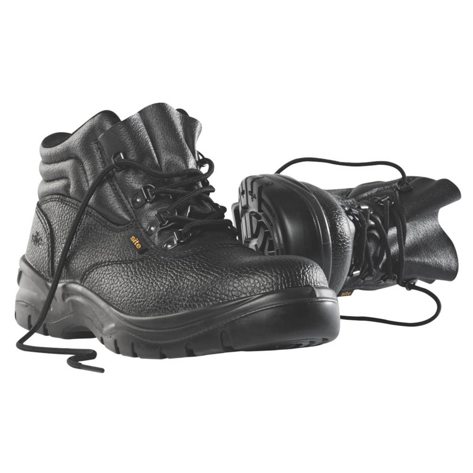 Site Safety Boots Mens Standard Fit Black Leather Work Shoes Steel Toe Size 9 - Image 2