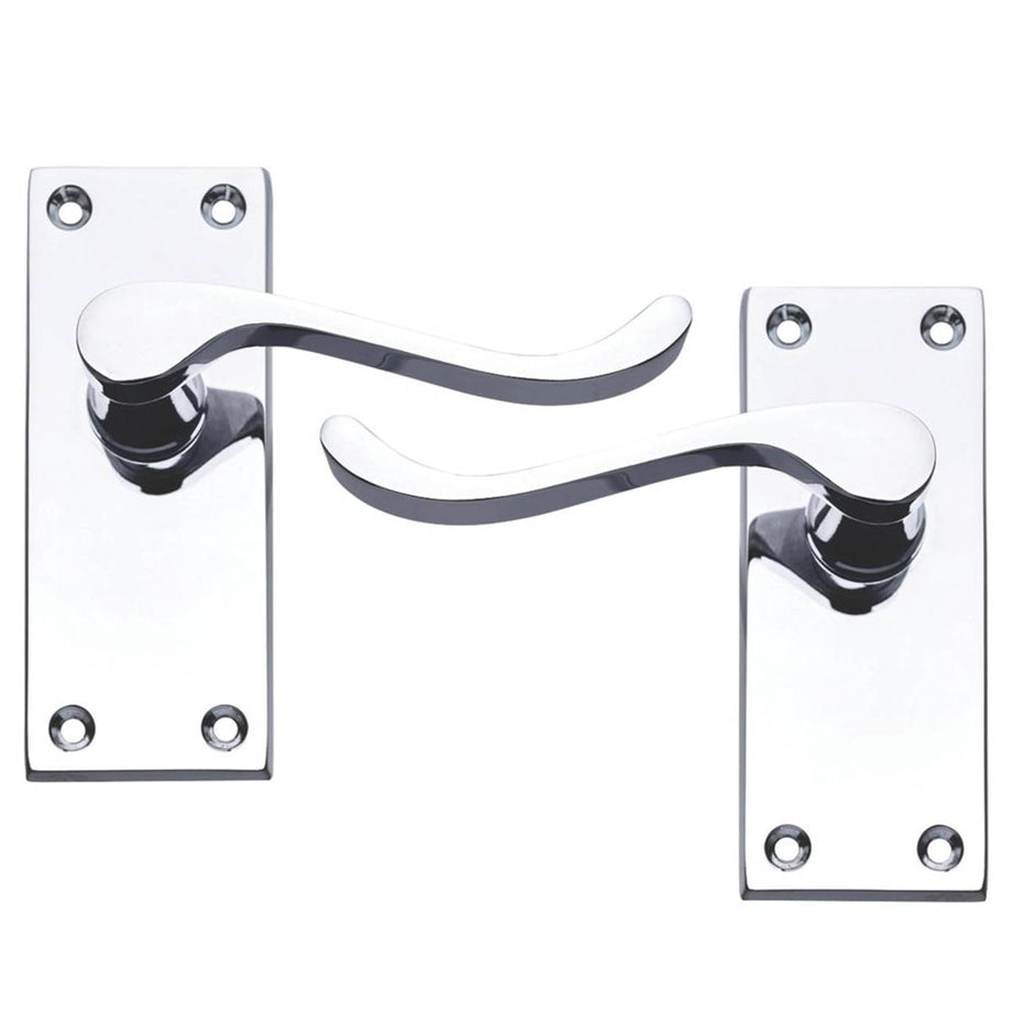 Door Handles Polished Chrome Latch Fire Rated Zinc Alloy Indoor Pair Pack Of 5 - Image 1