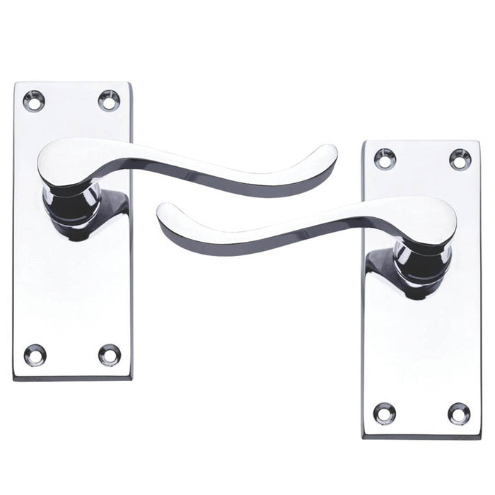 Door Handles Lever On Backplate Polished Chrome Indoor Victorian Scroll 5 Pairs - Image 2