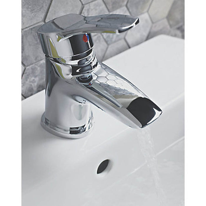 Basin Mono Mixer Tap Pop-Up Waste Chrome Single Lever Bathroom Modern Shiny - Image 2