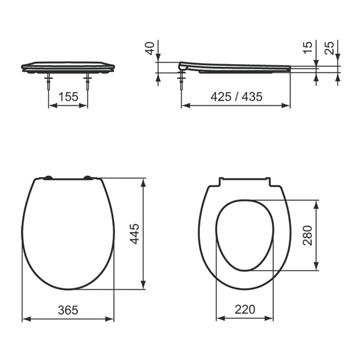 Armitage Shanks Toilet Seat Cover Duraplast White Round Bottom Fix 365 mm - Image 6