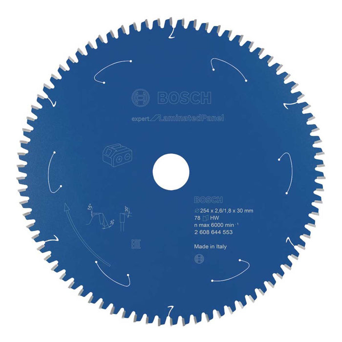 Bosch Circular Saw Blade Expert Extra Fine Cut 78T Softwood Hardwood 254x30mm - Image 1