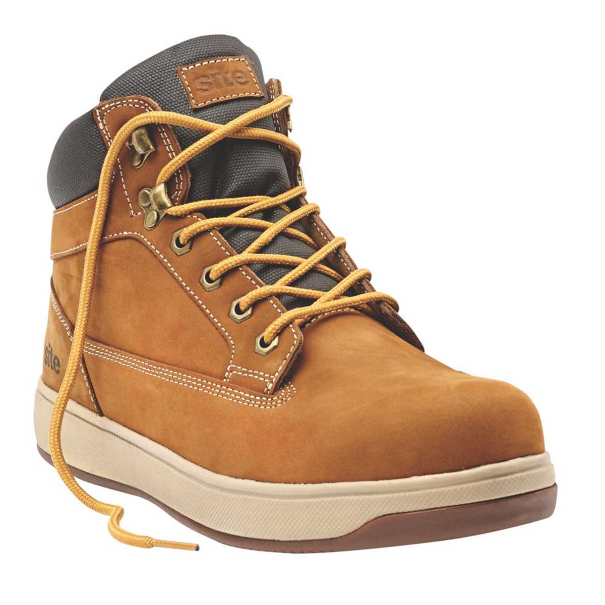 Site Mens Safety Boots Ankle Steel Toe Wide Fit Dark Honey Comfort Size 11 - Image 1