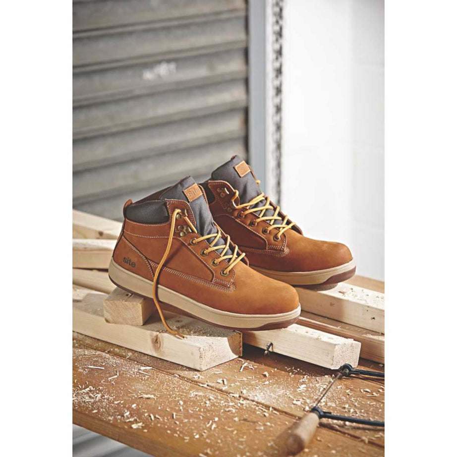 Site Mens Safety Boots Ankle Steel Toe Wide Fit Dark Honey Comfort Size 11 - Image 2