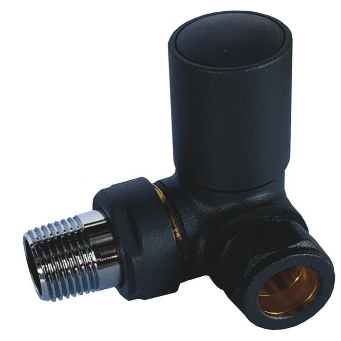 Radiator Valves Black Round Corner Manual Corner Brass 15mm x 1/2" 2 Pack - Image 3