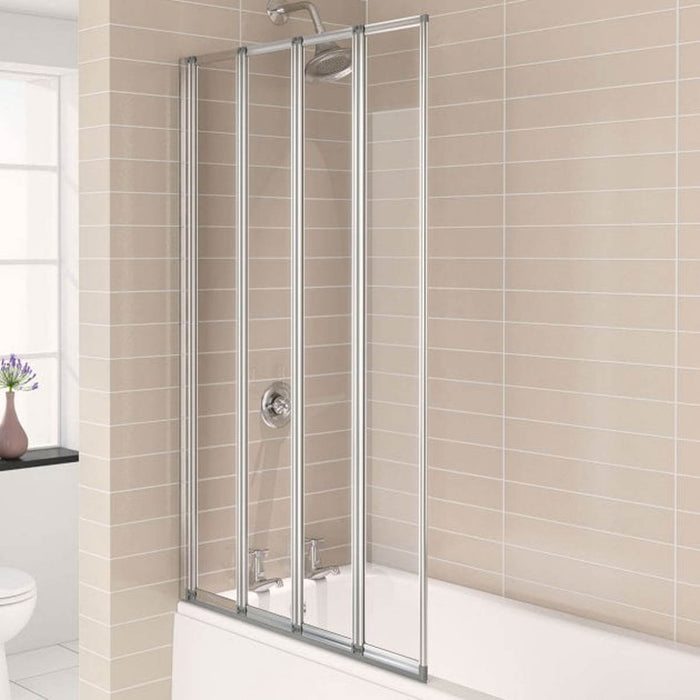 Aqualux 4 Folding Bath Screen Silver Frame Glass (H)1400mm x (W)840mm x (T)4mm - Image 4