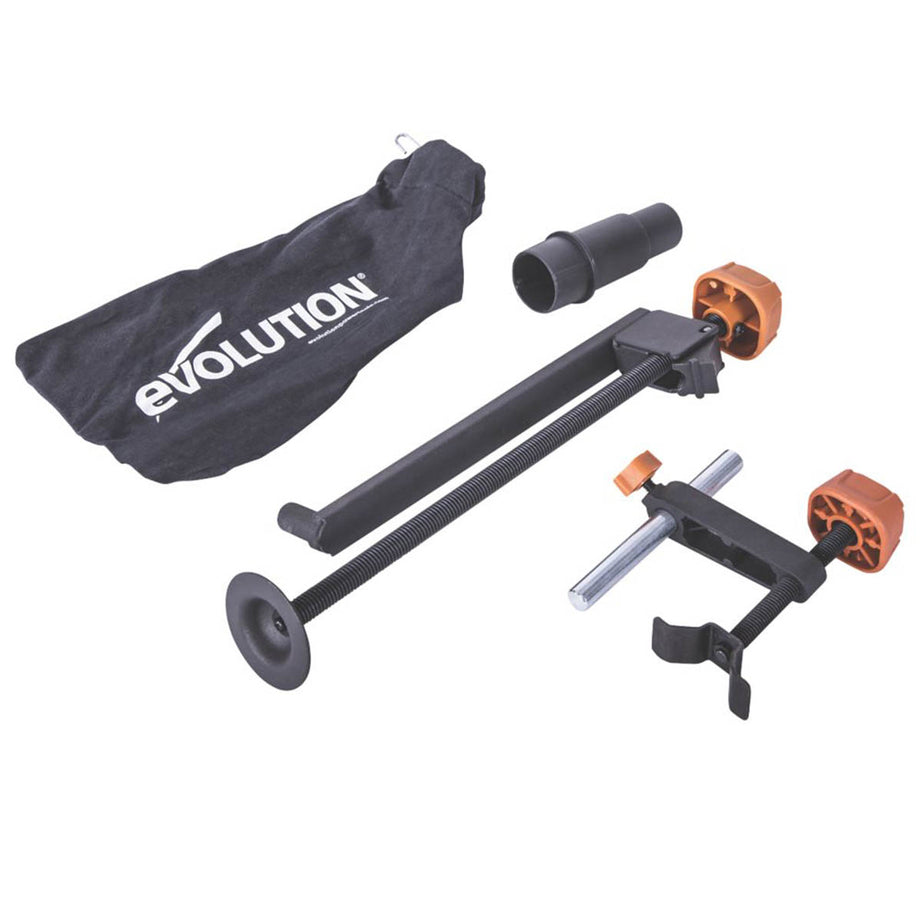 Evolution Mitre Saw Accessory Pack R210 Dust Bag Clamps Adaptor 210mm 4 Pieces - Image 1