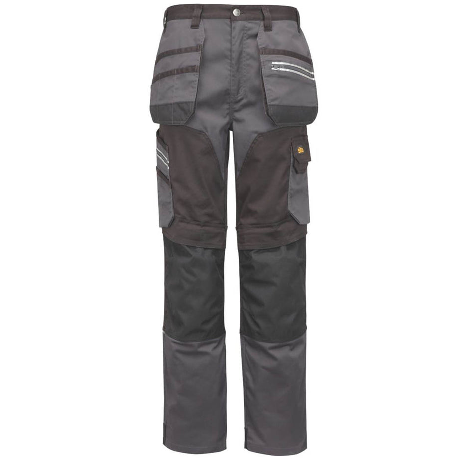 Site Work Trousers Mens Regular Fit Grey Black Stretch Multi Pockets 34"W 34"L - Image 2