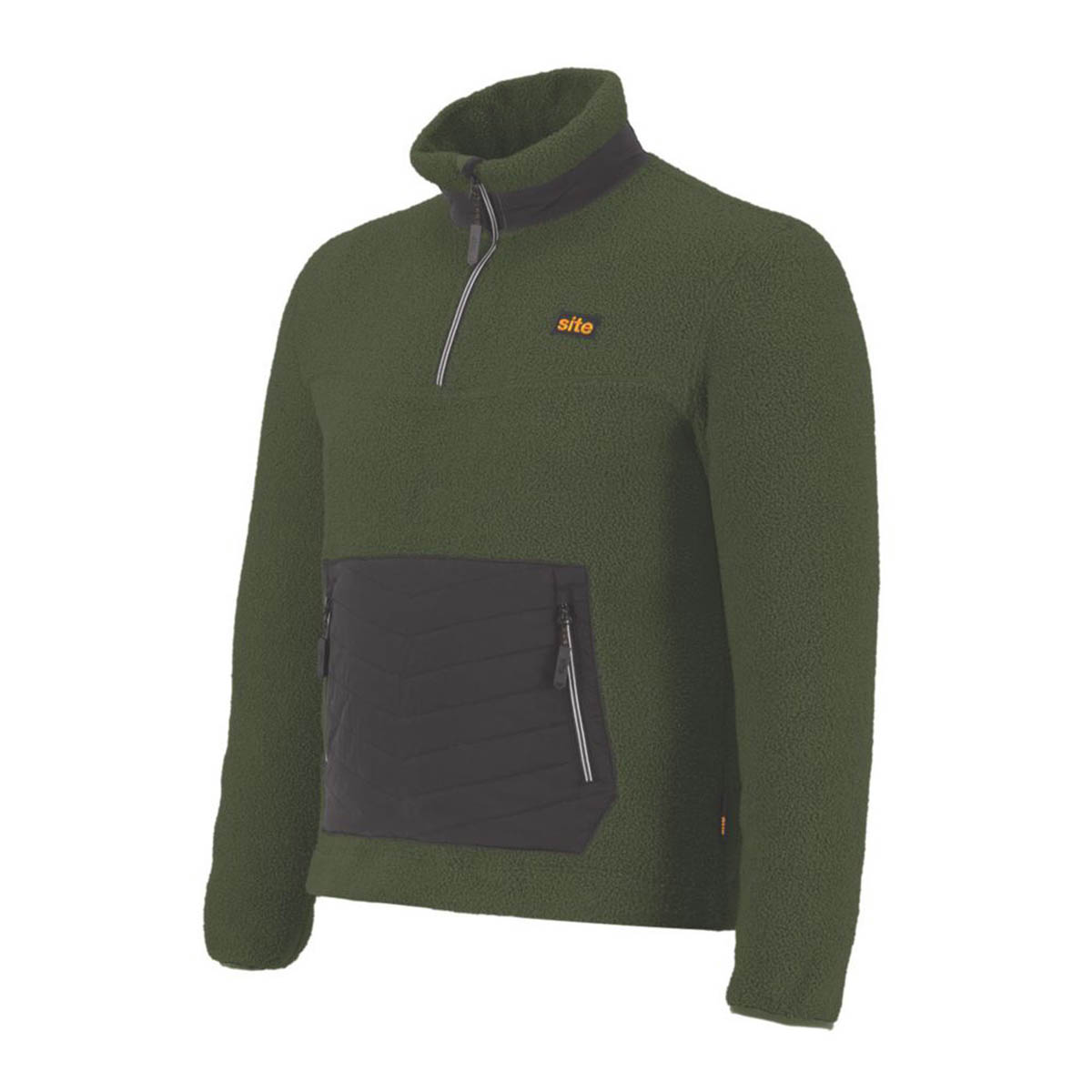 Mens Work Fleece Warm Front Pocket Green Black Comfort Medium 42" Chest - Image 1