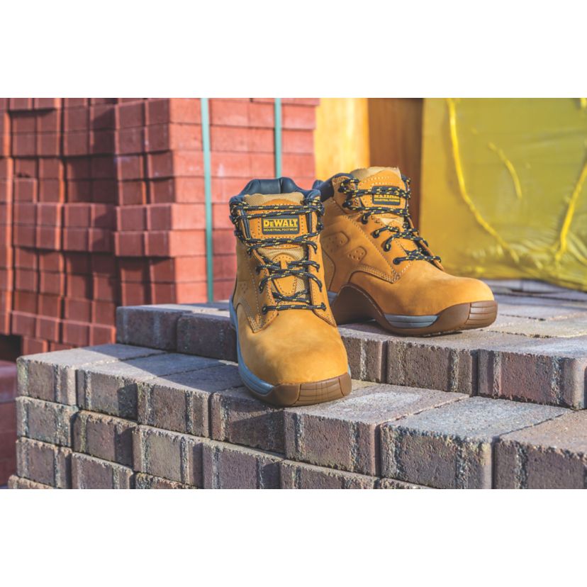 DeWalt Safety Boots Mens Wide Fit Honey Leather Work Shoes Steel Toe Size 9 - Image 2