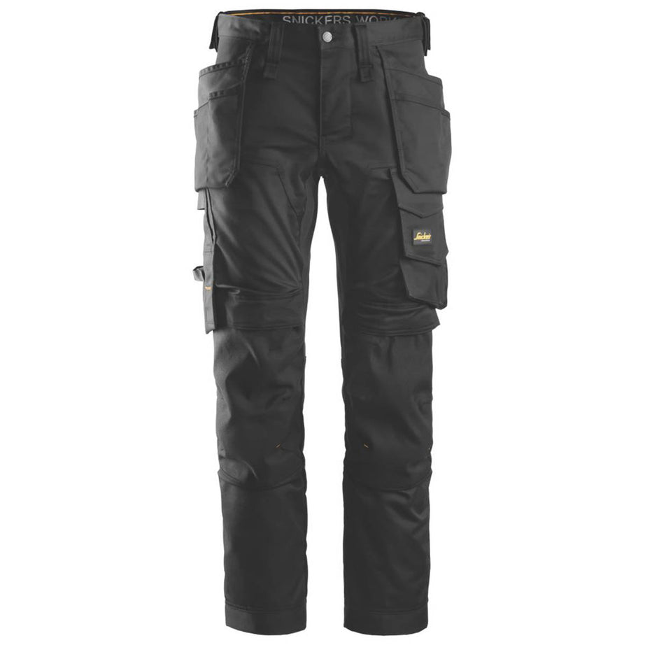 Snickers Mens Work Trousers Stretch Black Slim Fit Pockets Cargo 35" W 30" L - Image 1