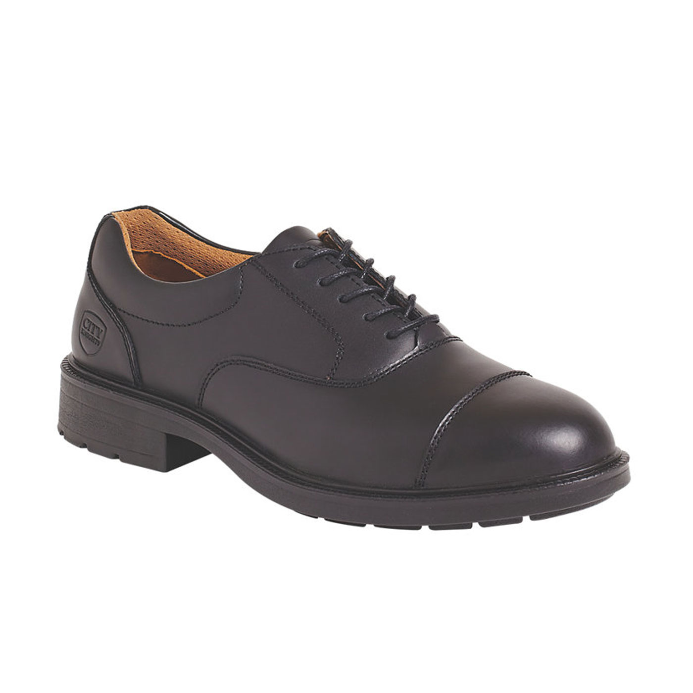 City Knights Safety Shoes Wide Fit Black Leather Steel Toe Lightweight Size 8 - Image 1