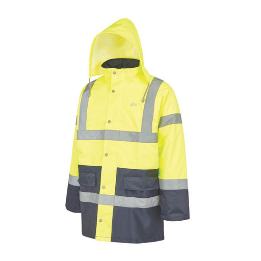 Mens Hi-Vis Traffic Jacket Yellow Reflective Safety Waterproof Large 54" Chest - Image 1