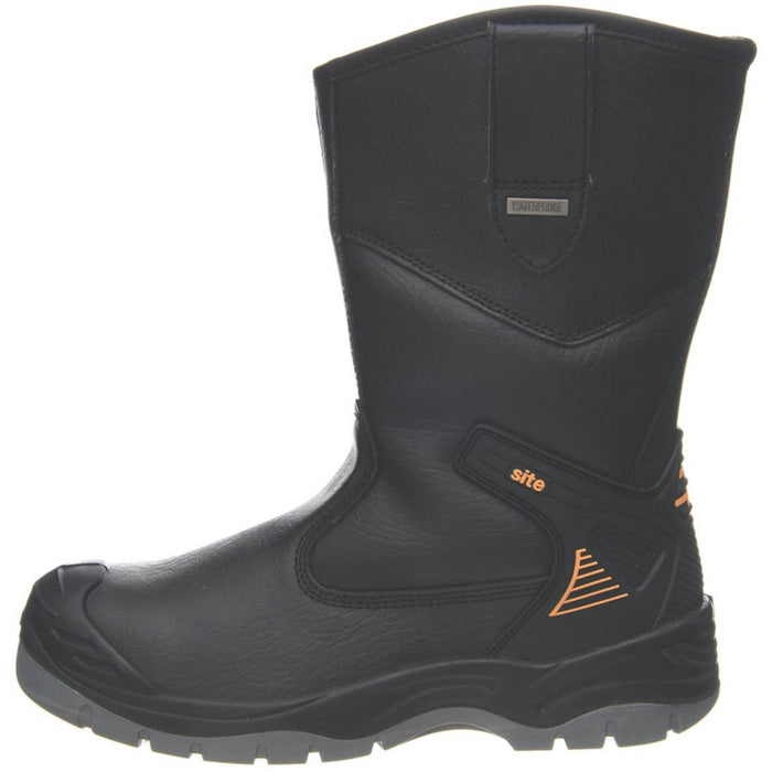 Site Safety Rigger Boots Mens Wide Fit Black Leather Steel Toe Waterproof Size 9 - Image 2