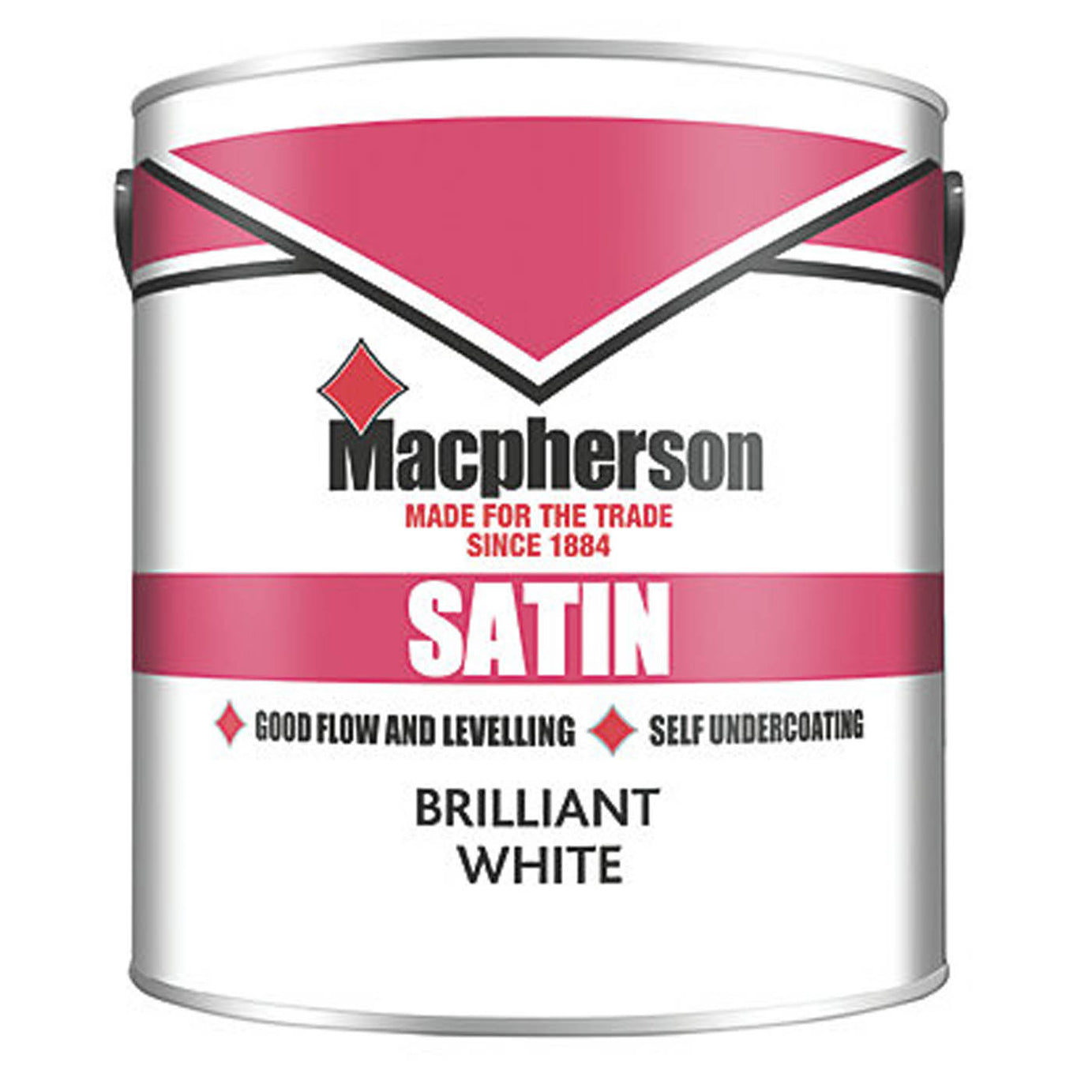 Macpherson 2.5Ltr Brilliant White Satin Trim Wood & Metal Paint - Image 2