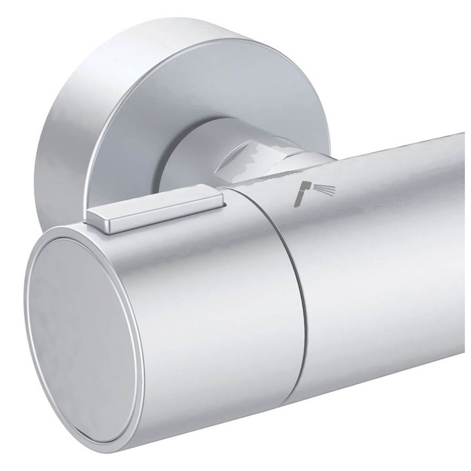 Bathroom Thermostatic Mixer Shower Exposed Silver 2 Spray Pattern Twin Head - Image 6