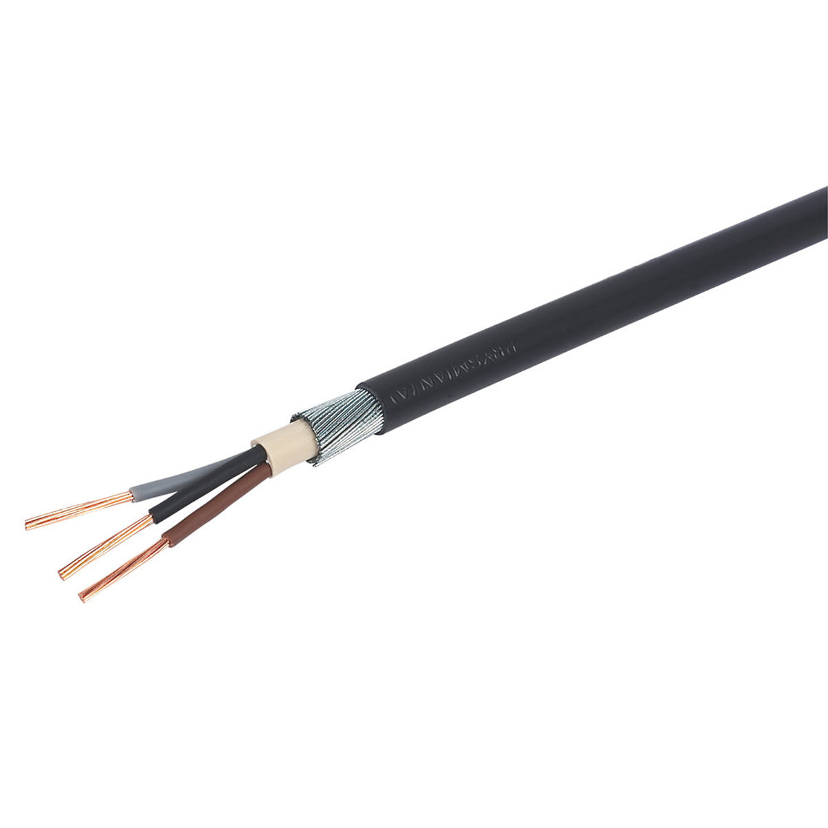Prysmian Armoured Cable 6943X 3 Core Black Round Indoor Outdoor 4mm² Coil 25m - Image 1